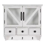 21" x 6" x 20" Hutchins Decorative Rustic Wood Wall Cabinet White - Kate & Laurel All Things Decor: Magnetic Glass Doors Storage