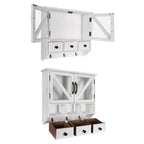 Meuble mural décoratif rustique en bois blanc