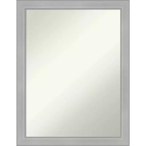 21" x 27" Non-Beveled Vista Brushed Nickel Narrow Wall Mirror - Amanti Art: Modern Rectangle Includes Mounting Hardware