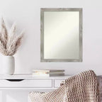 Miroir mural carré effet bois grisé