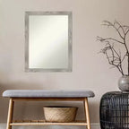 Miroir mural carré effet bois grisé