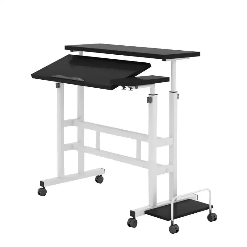 Mobile Standing Desk 2-Tier Height Adjustable Workstation with Wheels for Home/Office