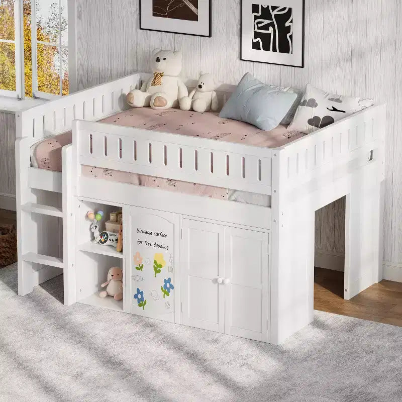 Lit mezzanine avec armoire de rangement