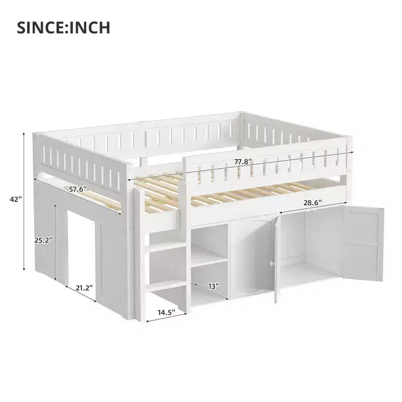 Lit mezzanine avec armoire de rangement
