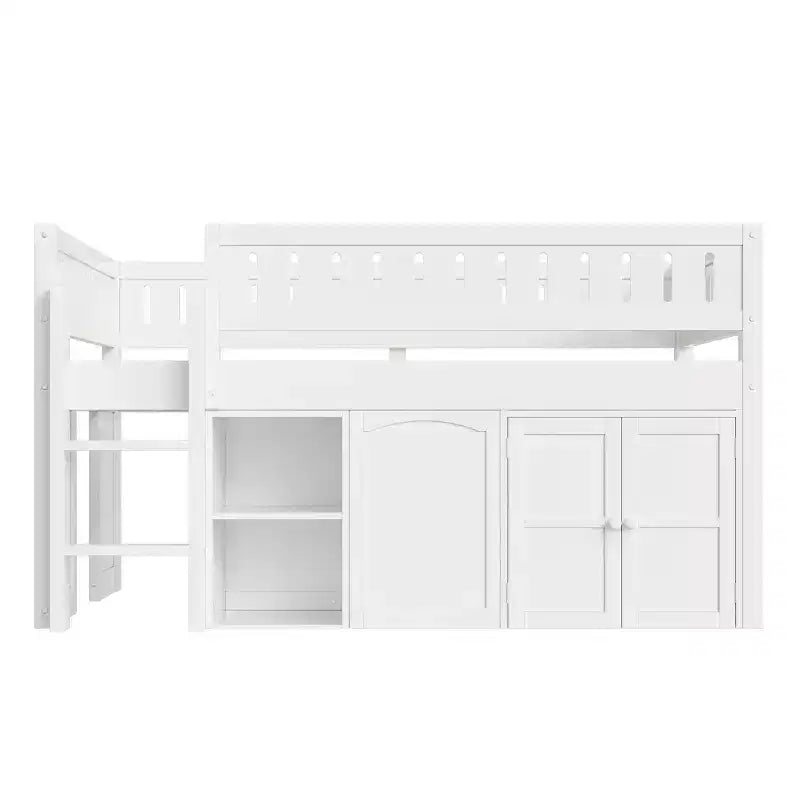 Lit mezzanine avec armoire de rangement