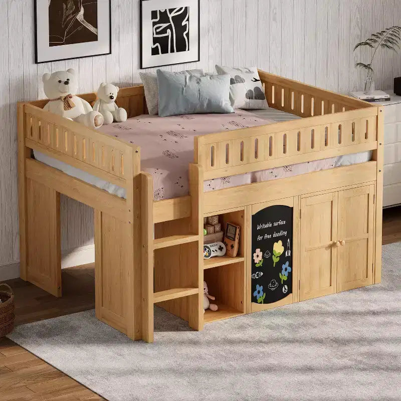 Lit mezzanine avec armoire de rangement