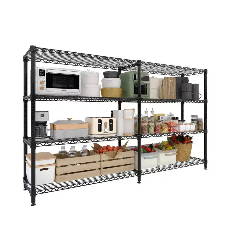 Heavy Duty Metal Storage Shelves 4/5-Tier Industrial Wire Shelving with Wheels 3300 LBS Capacity Adjustable Shelving Unit for Garage & Warehouse