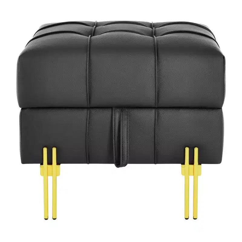 Pouf de rangement en cuir