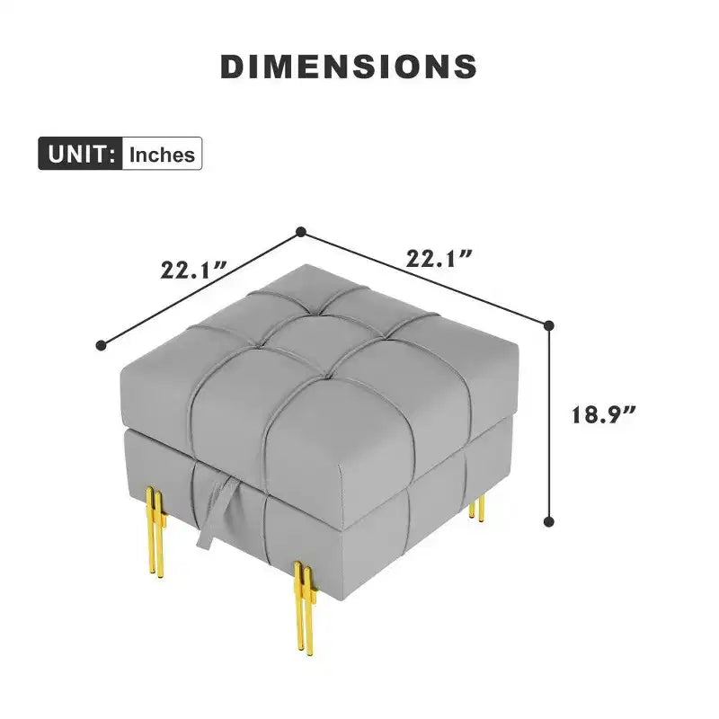 Pouf de rangement en cuir