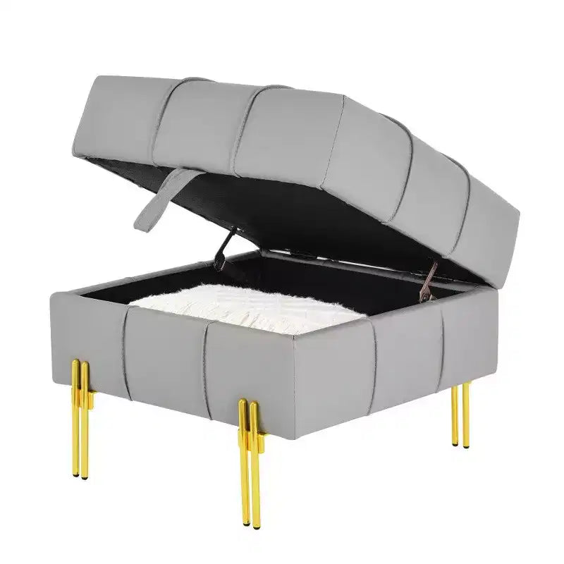 Pouf de rangement en cuir