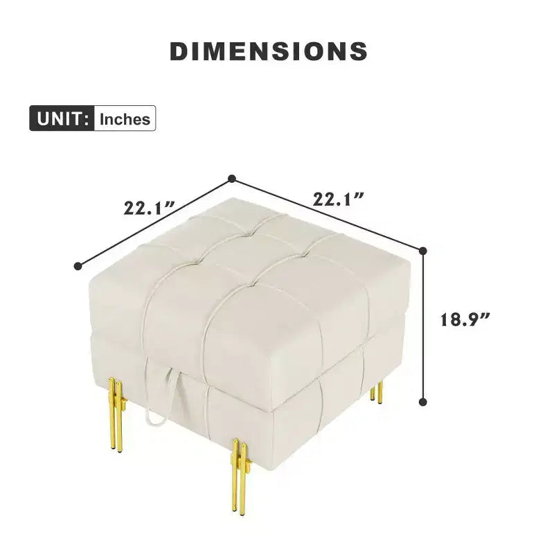 Pouf de rangement en cuir