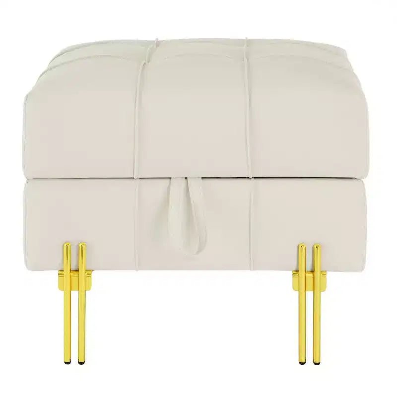 Pouf de rangement en cuir