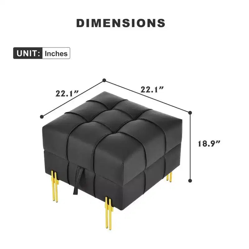 Pouf de rangement en cuir