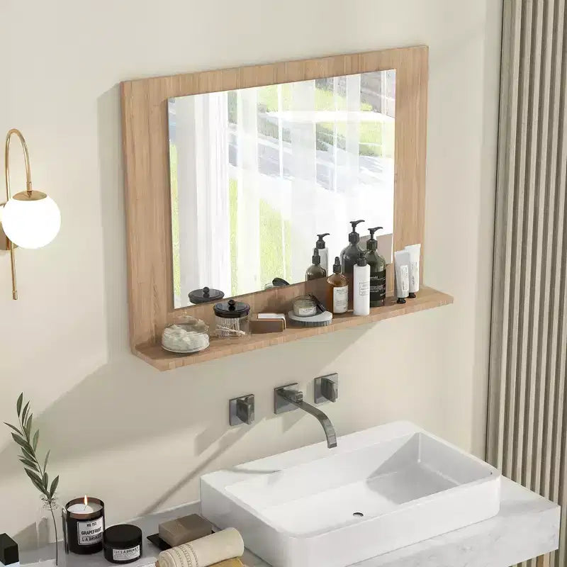 Miroir de courtoisie à cadre en bois