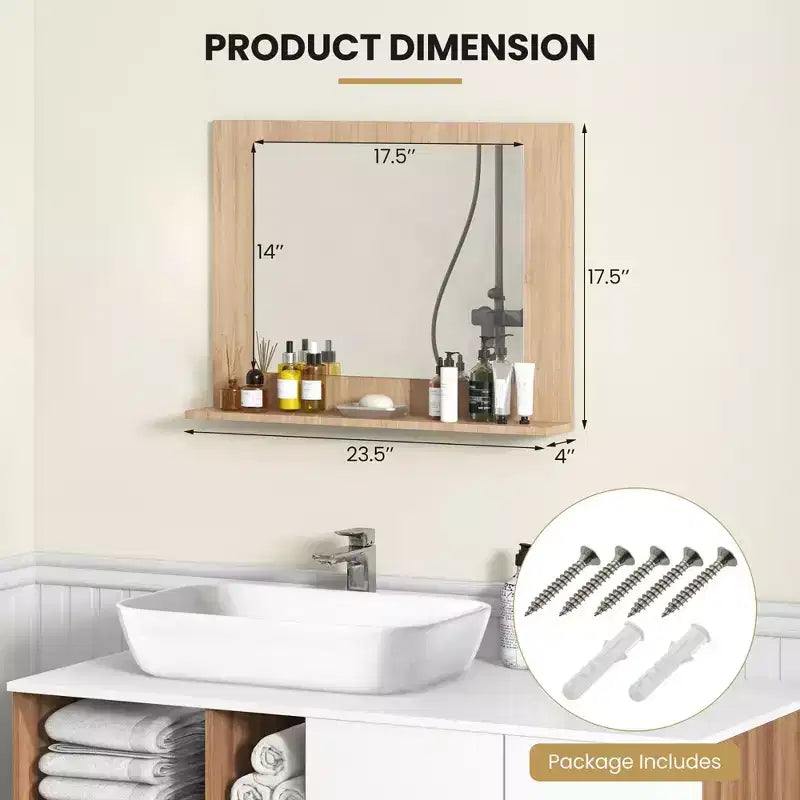 Miroir de courtoisie à cadre en bois