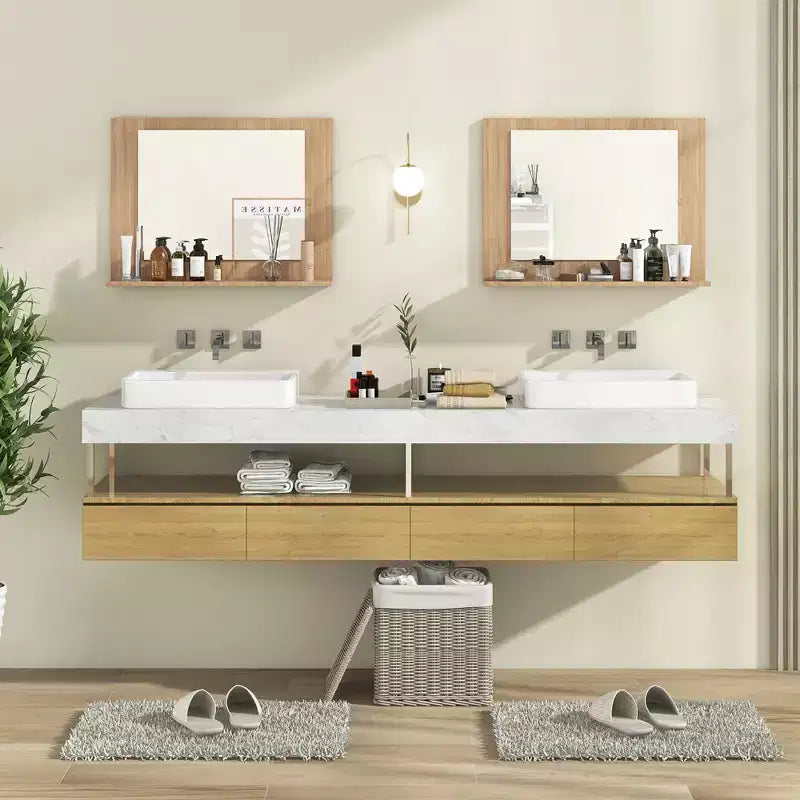 Miroir de courtoisie à cadre en bois