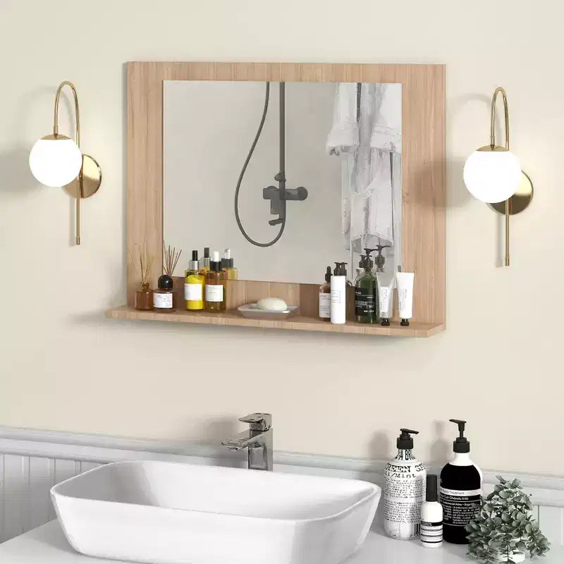 Miroir de courtoisie à cadre en bois