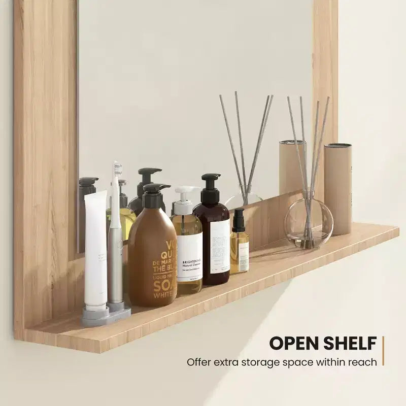 Miroir de courtoisie à cadre en bois