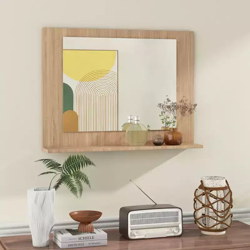 Miroir de courtoisie à cadre en bois