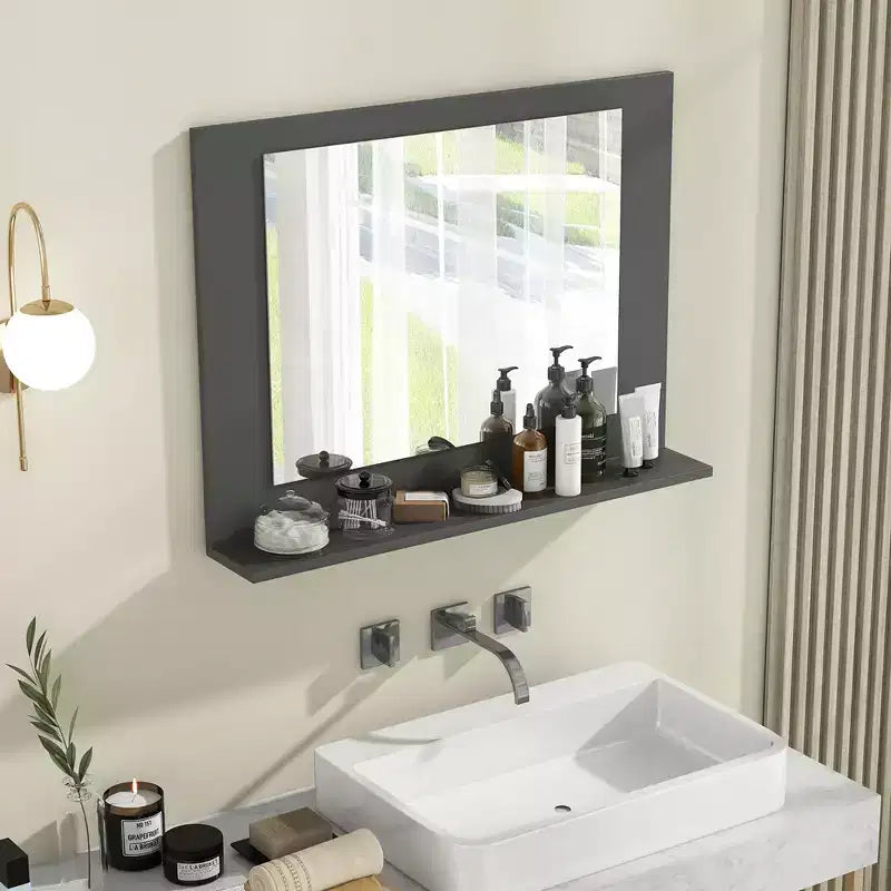 Miroir de courtoisie à cadre en bois