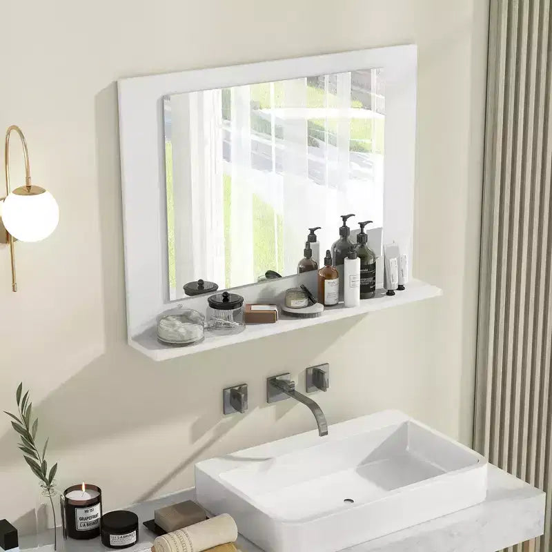 Miroir de courtoisie à cadre en bois