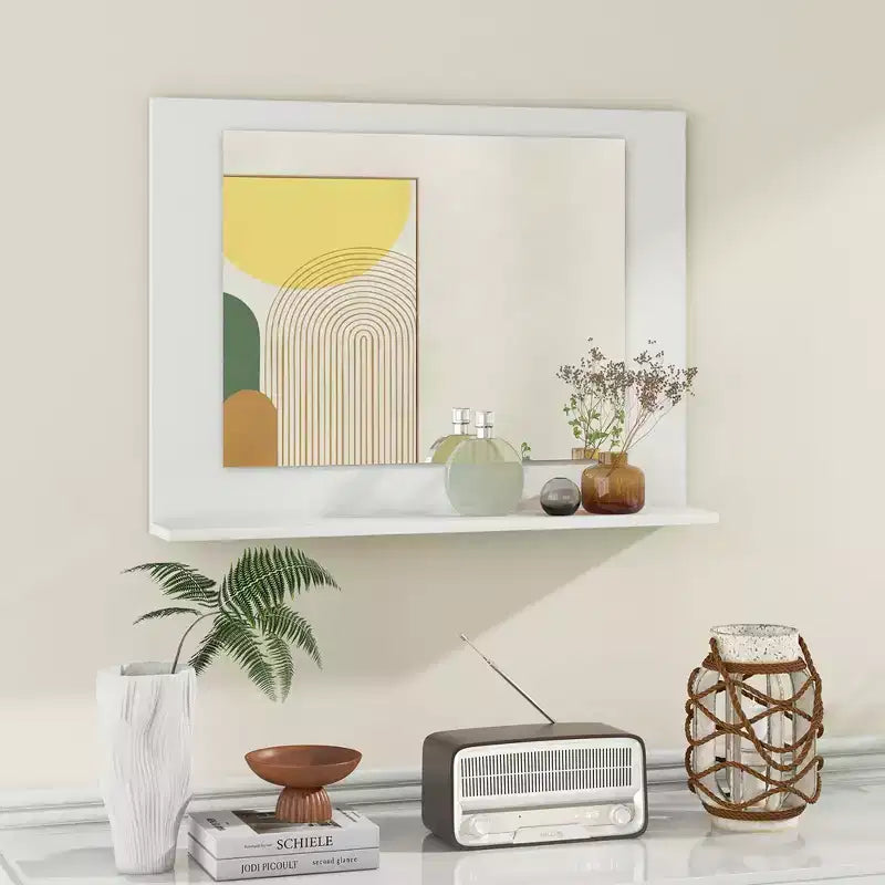 Miroir de courtoisie à cadre en bois
