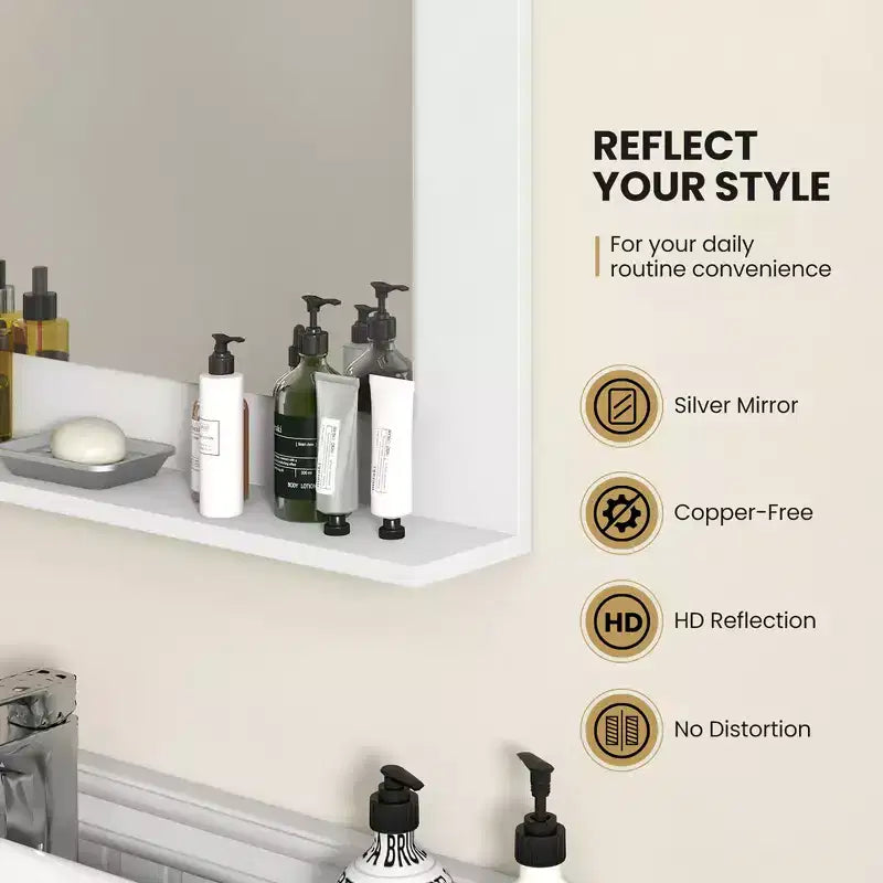 Miroir de courtoisie à cadre en bois