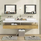 Miroir de courtoisie à cadre en bois