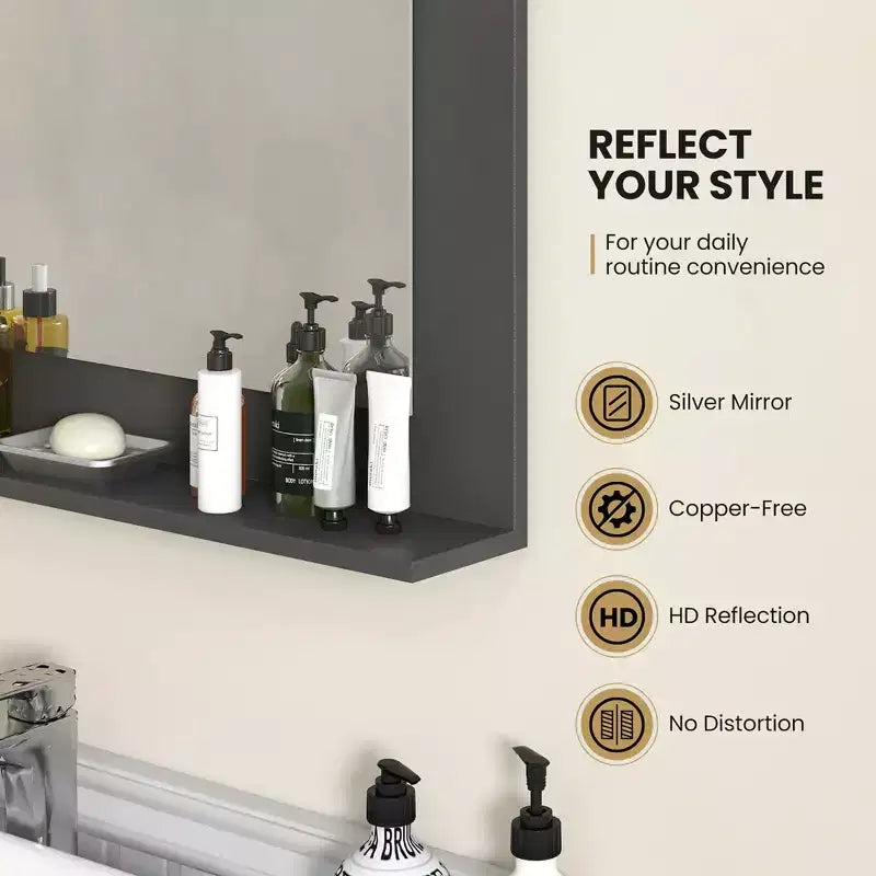 Miroir de courtoisie à cadre en bois