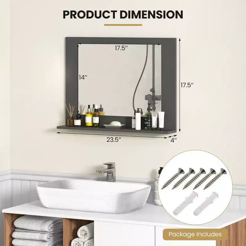Miroir de courtoisie à cadre en bois