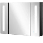 LED Lighted Medicine Cabinet with Mirror 35.5W x 25.5H Wall Mounted Bathroom Cabinet with 3 Cupboards Memory Function USB Charge