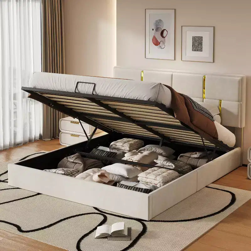 Queen Size House Bed Platform Bed Frame for Kid with Storage Velvet - ModernLuxe