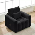 MAYEERTY 35 Teddy Fabric Sofa Modern Lounge Chair Upholsteres with a Pillow Apartment Office Living Room Black