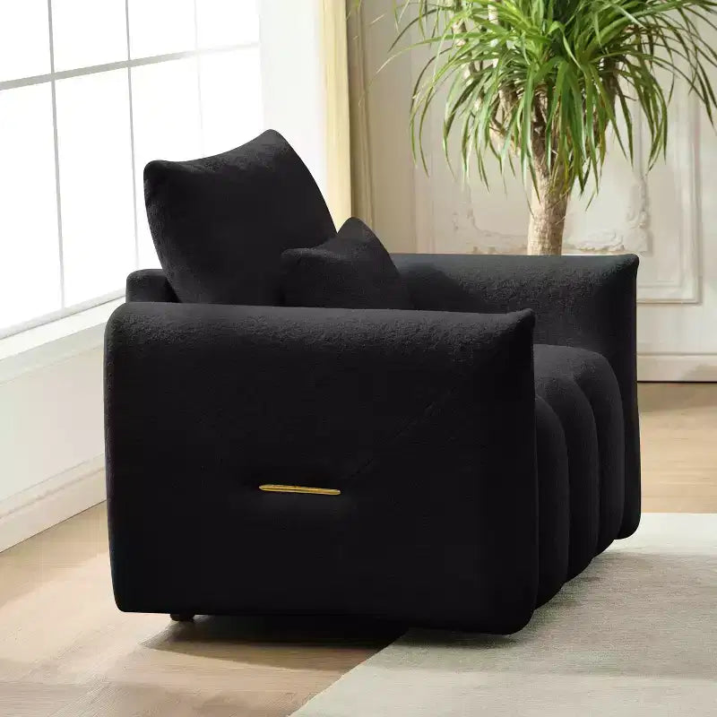 Fauteuil de salon moderne en tissu bouclette