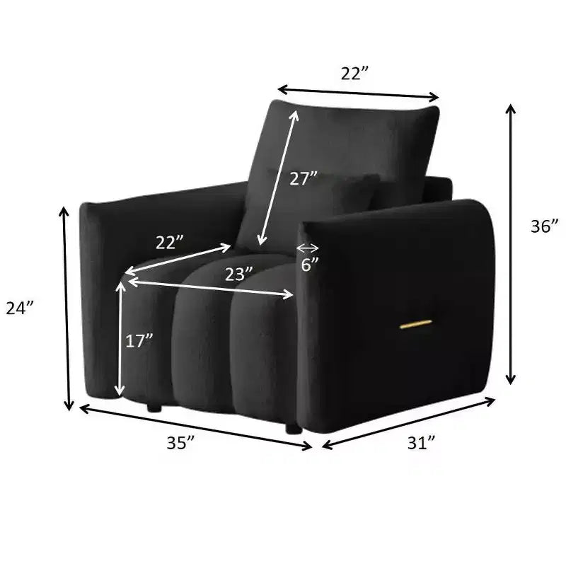 Fauteuil de salon moderne en tissu bouclette