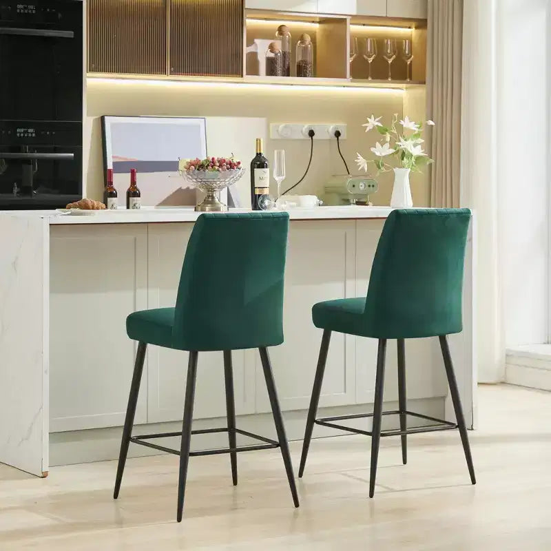 Tabourets de bar modernes en velours à hauteur de comptoir