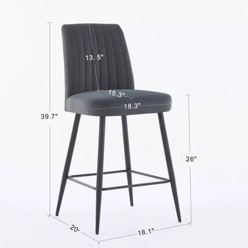 Tabourets de bar modernes en velours à hauteur de comptoir