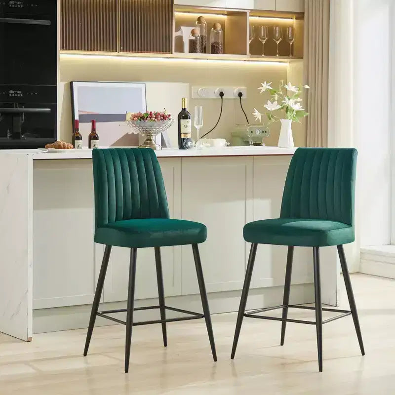 Tabourets de bar modernes en velours à hauteur de comptoir