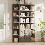 Modern 75 Tall 6-Tier Kids' Bookshelf with Cabinet & Doors - Wooden Storage Organizer & Display for Bedroom Living Room & Home Office.