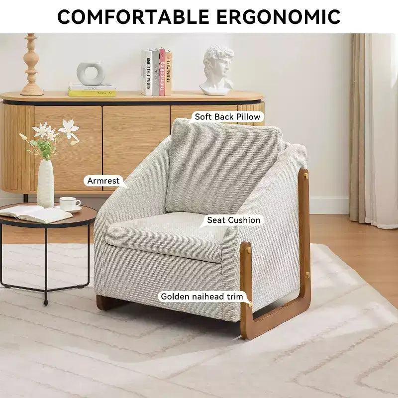 Fauteuil rembourré en bois