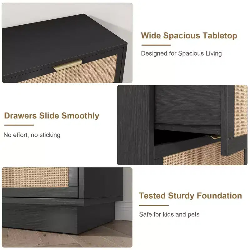 Commode en rotin avec tiroirs