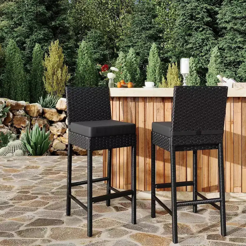 Tabourets de bar en osier d'extérieur