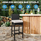 Tabourets de bar en osier d'extérieur