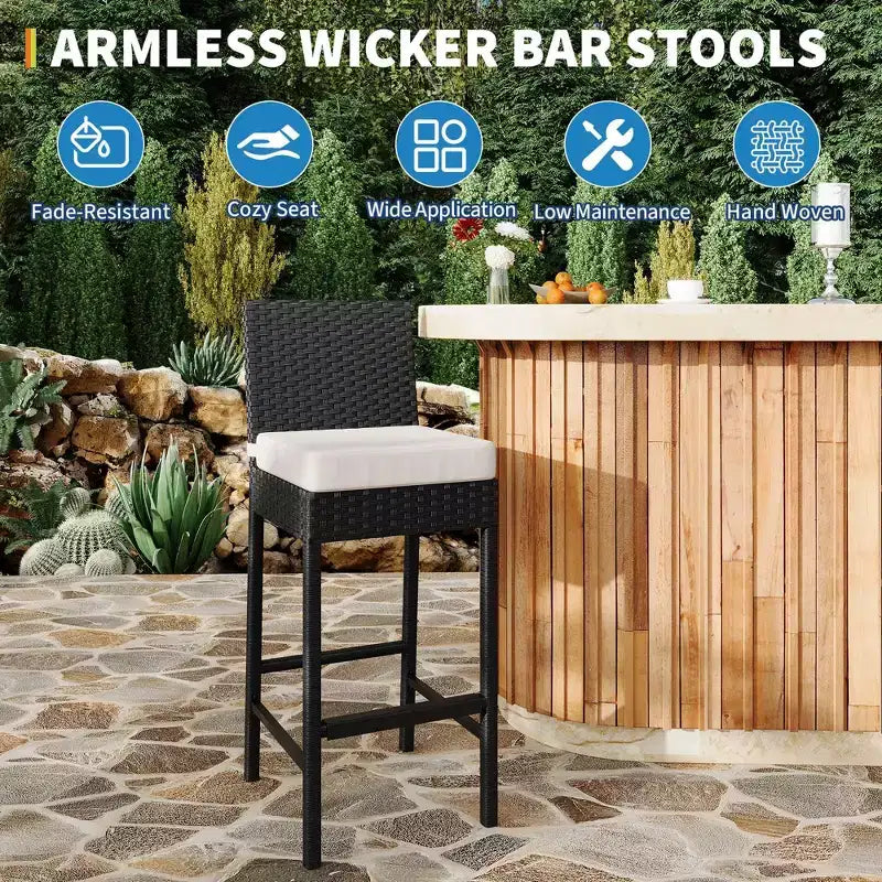 Tabourets de bar en osier d'extérieur