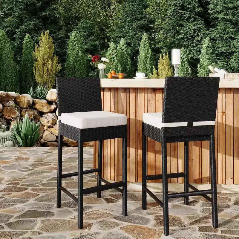 Tabourets de bar en osier d'extérieur