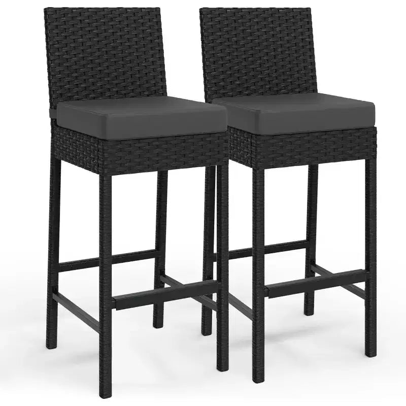 Tabourets de bar en osier d'extérieur