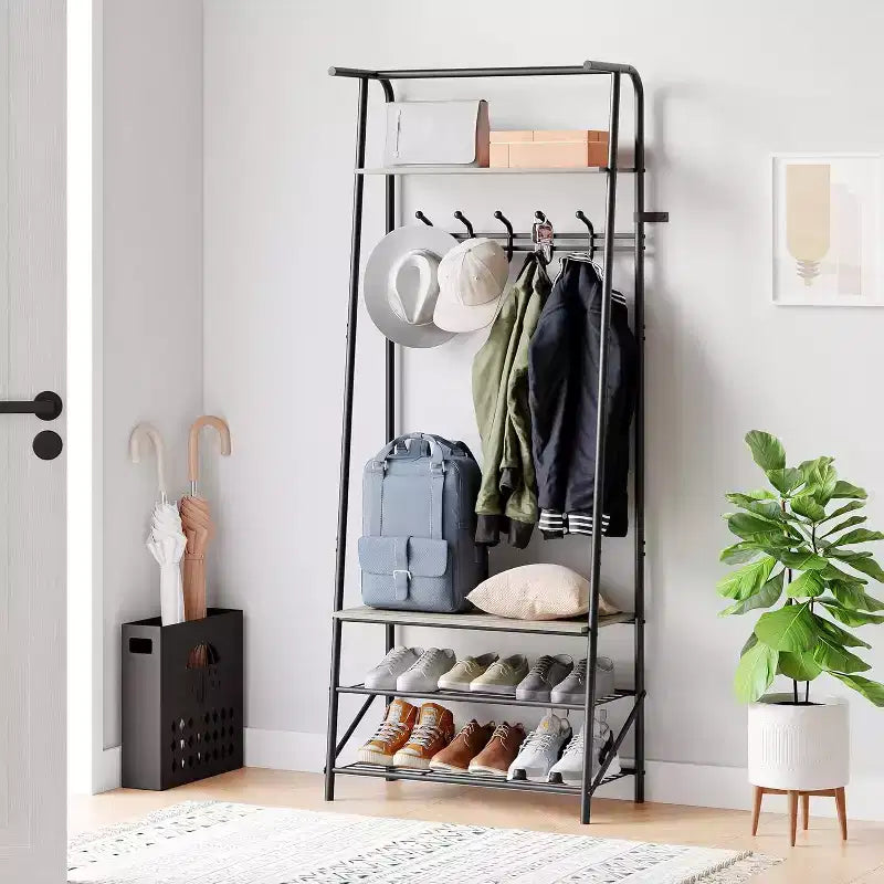 Meuble d'entrée avec porte-manteau et range-chaussures