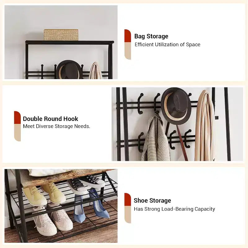 Meuble d'entrée avec porte-manteau et range-chaussures