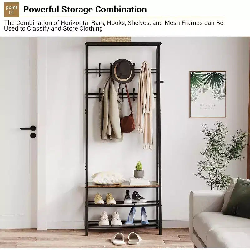 Meuble d'entrée avec porte-manteau et range-chaussures