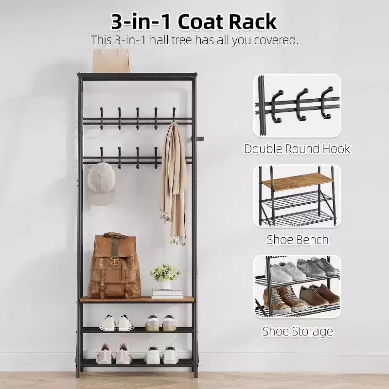 Meuble d'entrée avec porte-manteau et range-chaussures